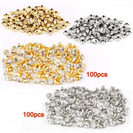 100pcs silver + 100 pcs golden Rivet with rhinestone diamond 7mm