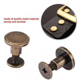 20pcs Flat Head Copper Brass Screws Nuts Leather Cap Accessory (6.5mm)