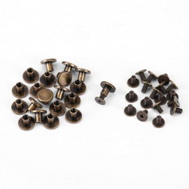 20pcs Flat Head Copper Brass Screws Nuts Leather Cap Accessory (6.5mm)