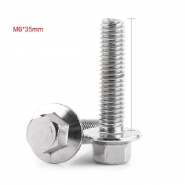 Qianmei Stainless Steel Hex Flange Screws Cap Washer Head Bolts Fastener (M6*35)