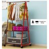 PRADO Korean DIY D10 Wardrobe Storage Stainless Steel Rack with Wheels - White