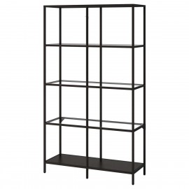 Vittsjo Shelving Unit Black-Brown Glass 100X175 Cm