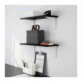 Wall Shelf black brown complete with brackets, 24x59 cm