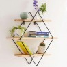 New Retro Industrial Style Rhombus Wood Metal Wall Shelf Rack Storage Home Decor