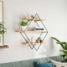 New Retro Industrial Style Rhombus Wood Metal Wall Shelf Rack Storage Home Decor