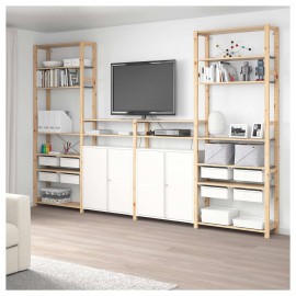 Ivar 4 Sections/Shelves/Cabinet Pine White 344X30X226 Cm