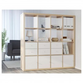 Kallax Shelving Unit White Stained Oak Effect 147X147 Cm