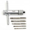 Adjustable M3-M8 Steel T-Handle Ratchet Wrench Tapping Threading Tool with Sliver Hand Screw Tap