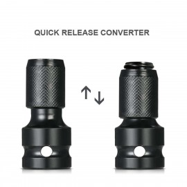 1/2" Square to 1/4" Hex Shank Socket Adapter Quick Release Chuck Converter for Impact and Ratchet Wrench