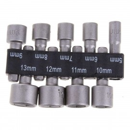 9pcs/set 5mm-13mm 1/4inch DIY Hex Shank Socket Sleeve Nozzles Nut Driver Bit Set Drill Bit Adapter for Woodworking Power Tool