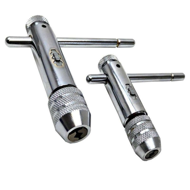 Ratchet Tap Wrench 2pc Set Reversible Tap and Die M3 - M8 M5 - M12 T Bar