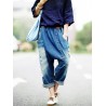 Loose Patchwork Solid Color Elastic Harem Jeans For Women