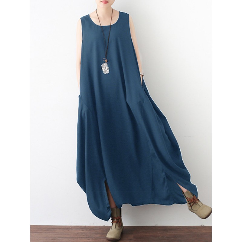 Irregular Sleeveless Loose Back Zipper Baggy Casual Jumpsuits