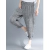 Stripe Elastic Waist Pockets Casual Loose Harem Pants