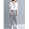 Stripe Elastic Waist Pockets Casual Loose Harem Pants