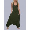 Drop-crotch Solid Color Button Pockets Jumpsuit