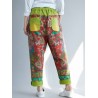 Vintage Floral Print Patch Elastic Waist Denim