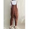 Women Bib Cargo Overalls Harem Pockets Cotton Jumpsuit