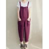 Women Bib Cargo Overalls Harem Pockets Cotton Jumpsuit