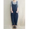 Women Bib Cargo Overalls Harem Pockets Cotton Jumpsuit