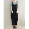 Women Bib Cargo Overalls Harem Pockets Cotton Jumpsuit