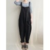 Women Bib Cargo Overalls Harem Pockets Cotton Jumpsuit