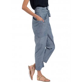 Asymmetrical Pockets Solid Color Pencil Pants