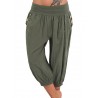 Khaki Pants Sport Loose Pleated Cotton Casual Capris