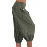 Khaki Pants Sport Loose Pleated Cotton Casual Capris