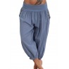 Khaki Pants Sport Loose Pleated Cotton Casual Capris