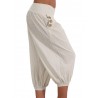 Khaki Pants Sport Loose Pleated Cotton Casual Capris