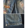 Vintage Patchwork Cartoon Elastic Waist Harem Denim