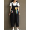 Print Cartoon Pocket Bib Cargo Cotton Jumpsuit