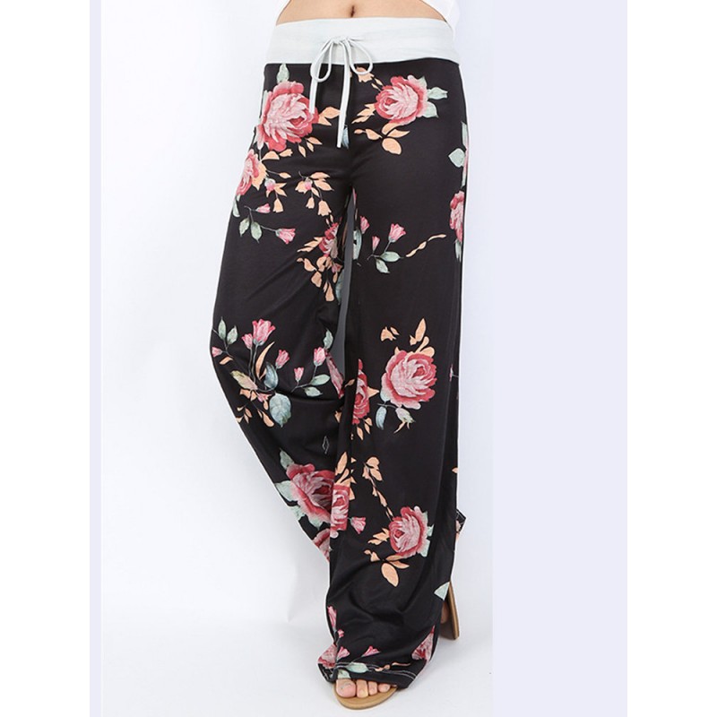 Casual Loose Flower Printed Women Pants