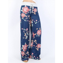 Casual Loose Flower Printed Women Pants