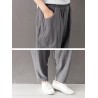 Casual Solid Color Elastic Waist Full Length Women Harem Pants