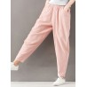 Casual Solid Color Elastic Waist Full Length Women Harem Pants