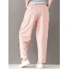 Casual Solid Color Elastic Waist Full Length Women Harem Pants