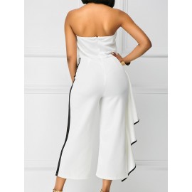 Sexy Flouncing Strapless Wide Leg Jumpsuits For Women