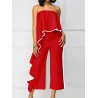 Sexy Flouncing Strapless Wide Leg Jumpsuits For Women