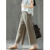 Pure Color Wide Leg Pockets Elastic Waist Casual Pants