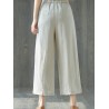 Pure Color Wide Leg Pockets Elastic Waist Casual Pants