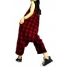 Women Loose Plaid Spaghetti Straps Casual Harem Romper