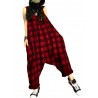 Women Loose Plaid Spaghetti Straps Casual Harem Romper