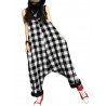 Women Loose Plaid Spaghetti Straps Casual Harem Romper