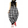 Women Loose Plaid Spaghetti Straps Casual Harem Romper