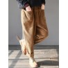 Solid Color Elastic Waist Corduroy Casual Pants