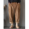 Solid Color Elastic Waist Corduroy Casual Pants