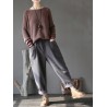 Solid Color Elastic Waist Corduroy Casual Pants