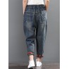 Harem Patchwork Stars Elastic Waist Denim